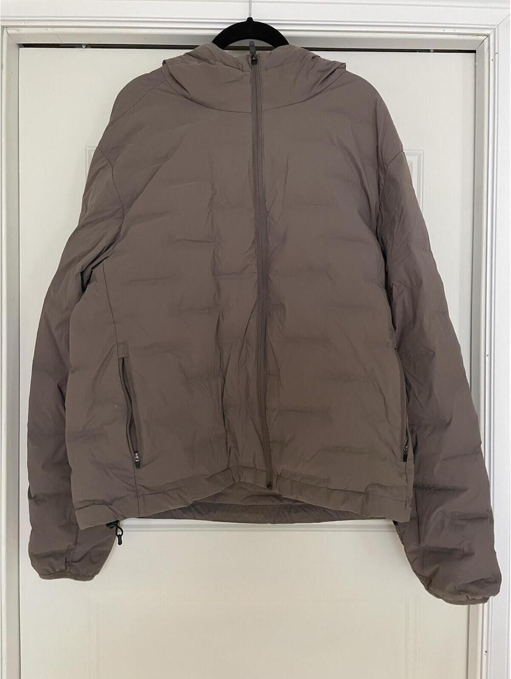 Proof Grey Brown Puffer Jacket Hooded Men Large